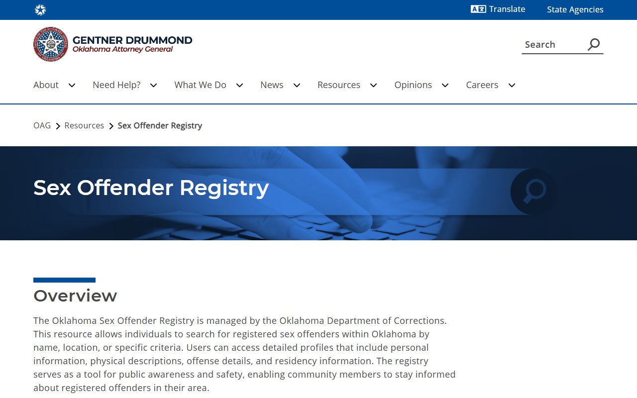 Cotton County inmate records Oklahoma Attorney General sex offender registry resource page