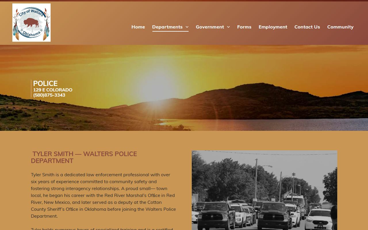 Cotton County traffic enforcement on the Walters Police Department page